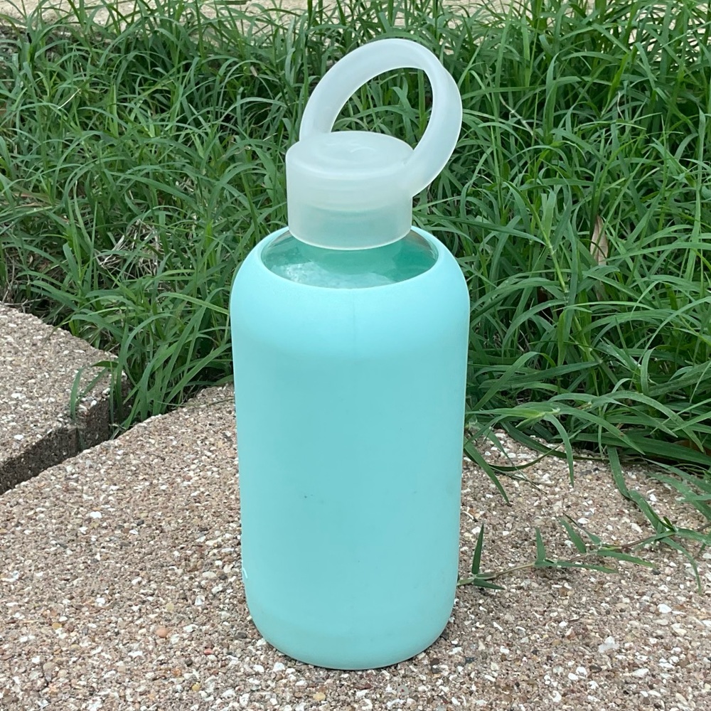 BKR 16 oz. Glass & Silicone Water Bottle Pastel Green Blue